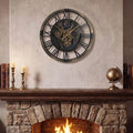 27-Inch Gear-Driven World Map Wall Clock ¨C Silent, Decorative Metal Design with Rotating Gears