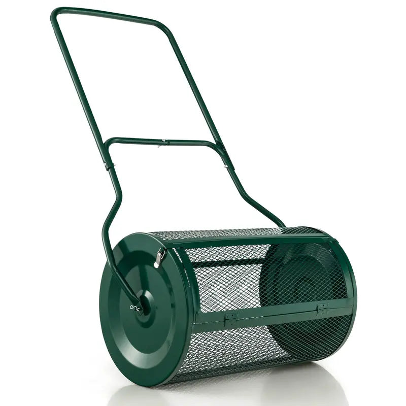 27-Inch Heavy-Duty Compost &amp; Peat Moss Spreader with Metal Mesh Roller