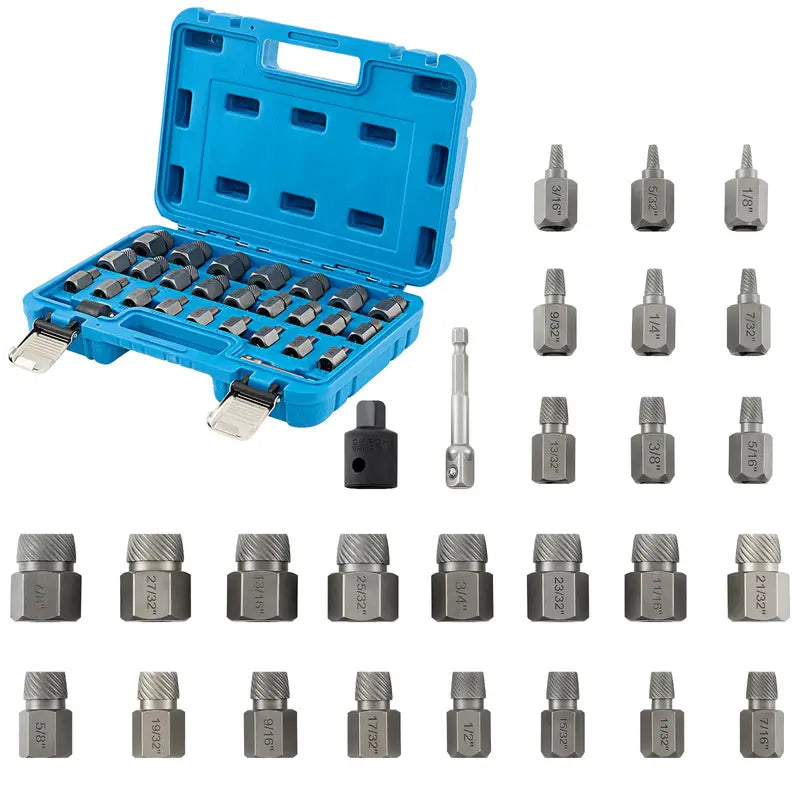 27-Piece Broken Screw Extractor Kit ¨C High-Carbon Steel Removal Tools