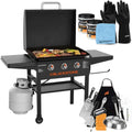 28-Inch Blackstone Griddle 2080 Outdoor Cooking Station ¨C Hooded 3-Burner Flat Top Grill with Starter Kit and Premium Accessories