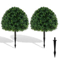 28-Inch Boxwood Topiary Ball Tree ¨C UV-Resistant Faux Shrub Set