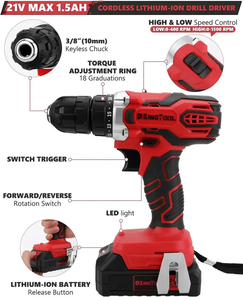 286-Piece Professional Home &amp; Auto Repair Tool Kit ¨C Includes Rolling Cart, 21V Cordless Drill, and Mechanic Essentials