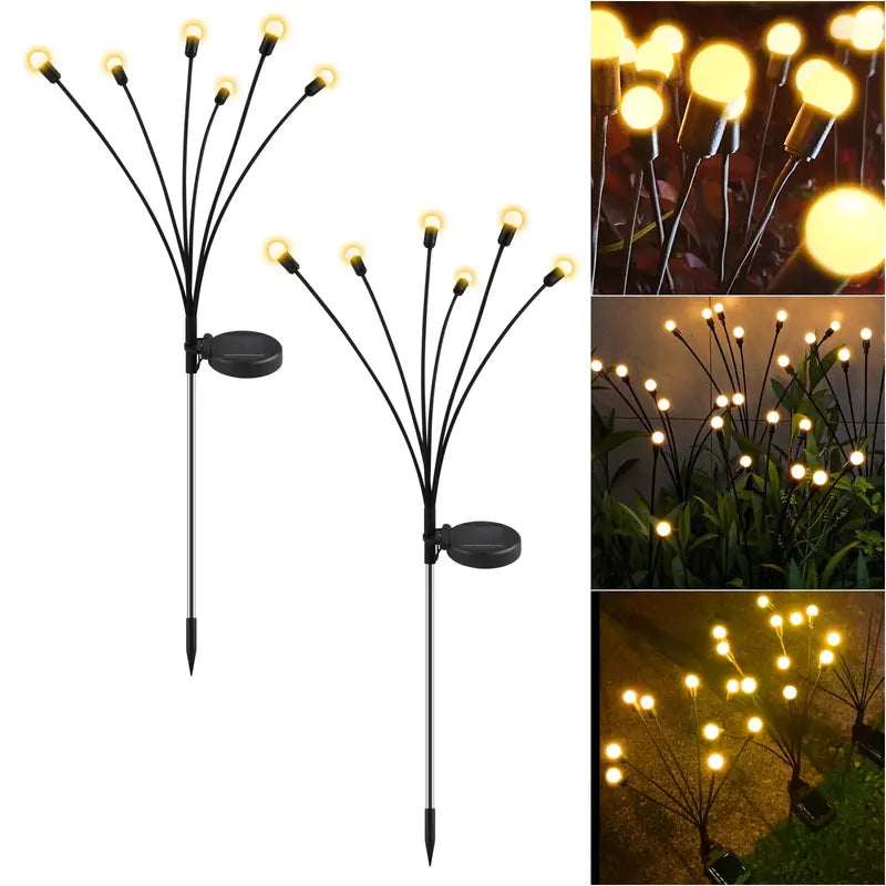 2pcs Solar Stake Lights, TSV LED Firefly Garden Light Waterproof Outdoor Solar Decorative Path Light Stake Lamp for Landscape Yard Patio Wedding Decorations Gifts