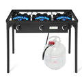 3-Burner Portable Propane Stove for Outdoor Cooking, Cast Iron Construction