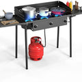 3-Burner Propane Stove with Windshield, Side Shelves, and Adjustable Regulator