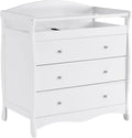 3-Drawer Baby Changing Table Dresser ¨C Nursing Station with Safety Rail, Restraint Strap &amp; Nursery-Ready White Finish