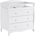 3-Drawer Changing Table Dresser ¨C Infant Nursing Station with Safety Rail, Secure Strap, and Nursery-Ready White Finish