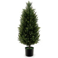 3-Foot Artificial Cedar Topiary ¨C Realistic Faux Cypress Tree in Durable Cement-Finish Planter