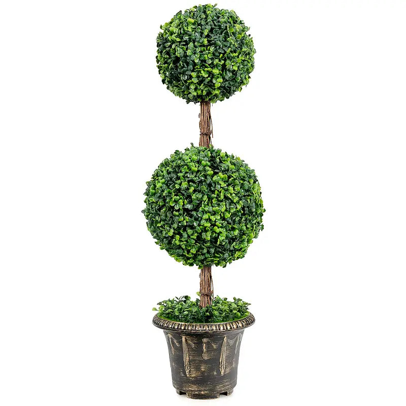 3-Foot or 4-Foot Single-Ball Fake Boxwood Topiary Tree ¨C Lifelike Greenery Accent