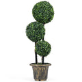 3-Foot Triple-Ball Boxwood Topiary ¨C UV-Resistant Artificial Shrub for Indoor or Outdoor Display (Half-Pack)
