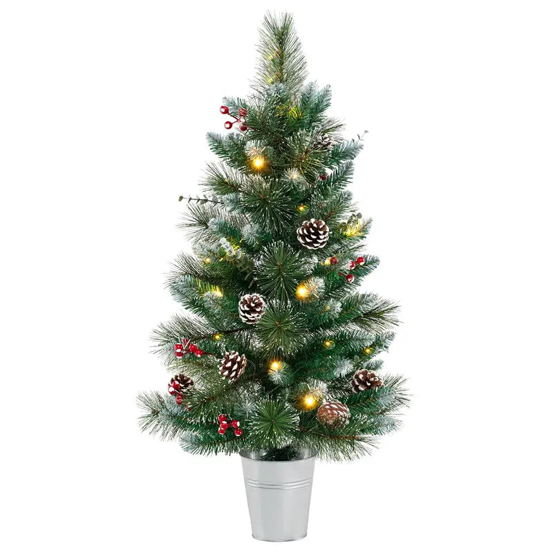 3 ft Mini Tabletop Pre-Lit Christmas Tree ¨C 20 Warm White LEDs, 8 Lighting Modes &amp; Timer, 81 PVC/Pine Tips