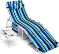 3-in-1 Folding Beach Lounge ¨C Reclining Chair with Face Opening, Side Table, and Five Adjustable Angles