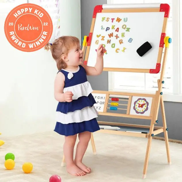 3-in-1 Wooden Kids¡¯ Art Easel: Chalkboard, Dry-Erase &amp; Paper Roll Station
