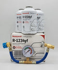 3-Pack R134a Refrigerant Cans with Heavy-Duty Brass Can Tap &amp; Dual-Scale Gauge ¨C Professional HVAC Refill Kit