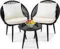 3-Piece All-Weather Bistro Set ¨C Rope-Woven Patio Chairs with Cushions &amp; Side Table