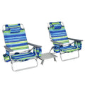 3-Piece Backpack Beach Chair Set ¨C Portable Camping Chairs with Built-In Cooler Bag and Cup Holders