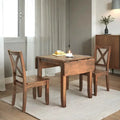 3-Piece Breakfast Nook Set ¨C Drop-Leaf Wooden Dining Table + 2 X-Back Chairs for Small Kitchens