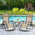 3-Piece Portable Zero Gravity Recliner Set with Side Tables &amp; Foldable Chaise Lounges