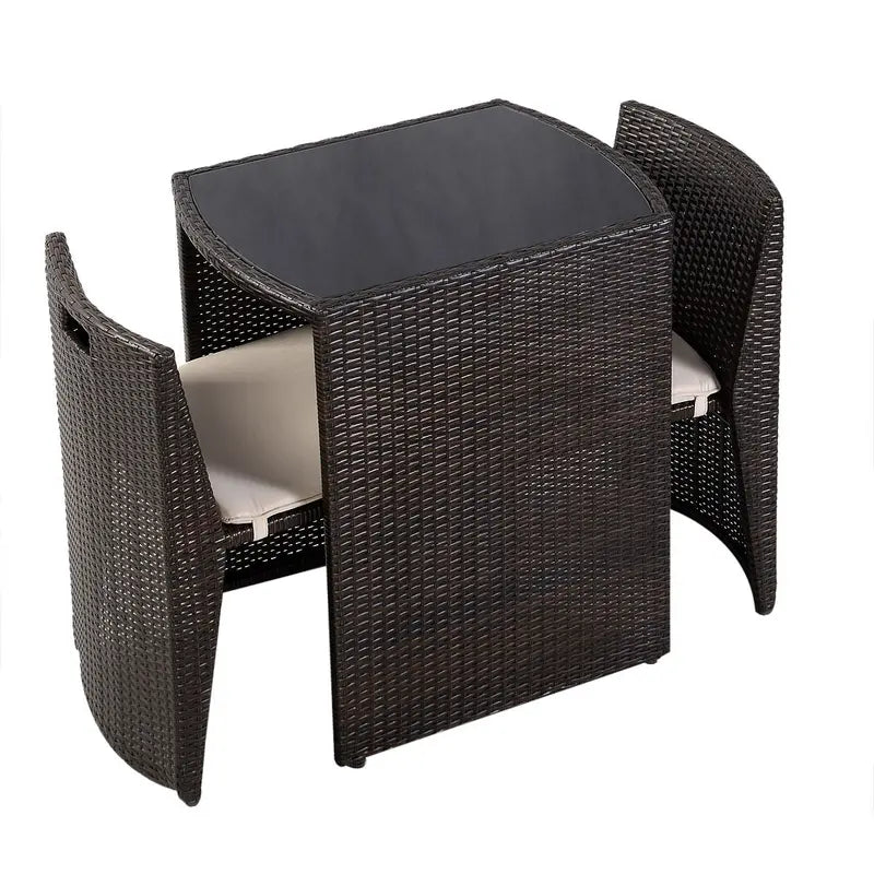 3-Piece Rattan Bistro Set ¨C Compact Outdoor Dining Table and Chairs