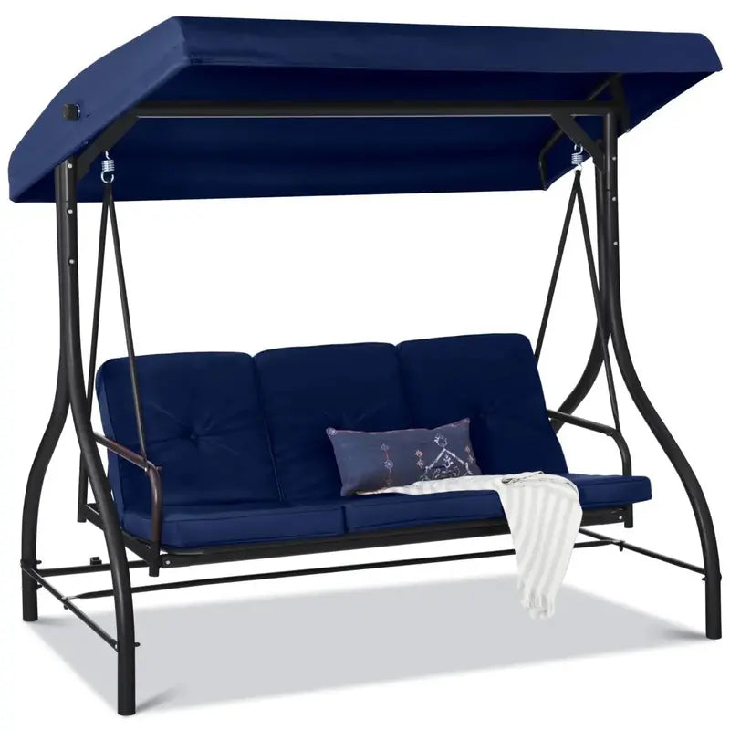 3-Seat Convertible Canopy Swing Glider for Outdoor Relaxation