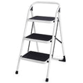 3-Step Folding Steel Stepladder ¨C Heavy-Duty, 340-Lb Capacity, Space-Saving Design