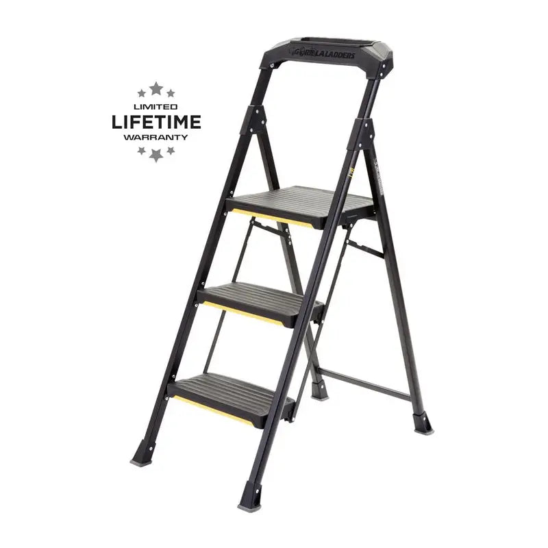 3-Step Pro-Grade Steel Step Stool, 300 Lbs. Load Capacity Type IA Duty Rating
