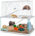 3-Tier Large Hamster Habitat ¨C Glass Base with Openable Wire Top, Ramps, Ladders &amp; Waterproof PVC Tray