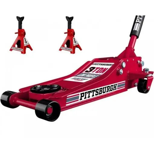 3-Ton Low-Profile Floor Jack Kit ¨C Heavy-Duty Hydraulic Lift with Matching Steel Jack Stands