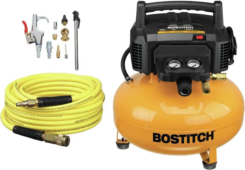 3-Tool Air Compressor Combo Kit (BTFP3KIT) ¨C Includes Inflator, Stapler &amp; Brad Nailer, Yellow Finish