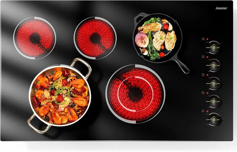 30-Inch Built-In Ceramic Electric Cooktop ¨C 5-Burner Glass Surface Range Top with Metal Frame, 9 Heat Settings, 8400W Output (220¨C240V Hardwired)