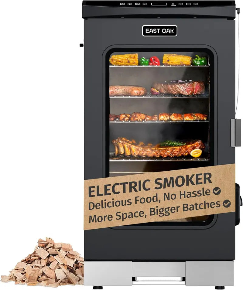 30-Inch Electric Smoker ¨C Glass Viewing Door, Built-In Meat Thermometer &amp; 4-Tier Rack System for Backyard BBQ &amp; Outdoor Cooking