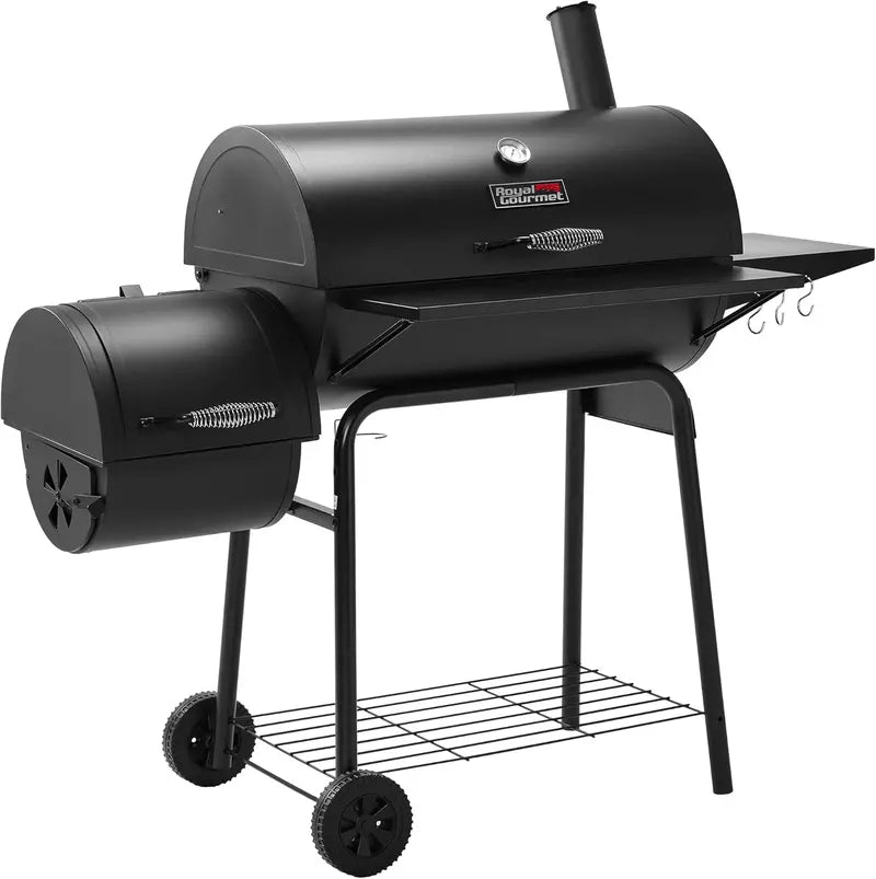 30-Inch Offset Charcoal Smoker &amp; Grill Combo ¨C 800 Sq In Cooking Surface, Portable BBQ Setup for Camping &amp; Backyard Use