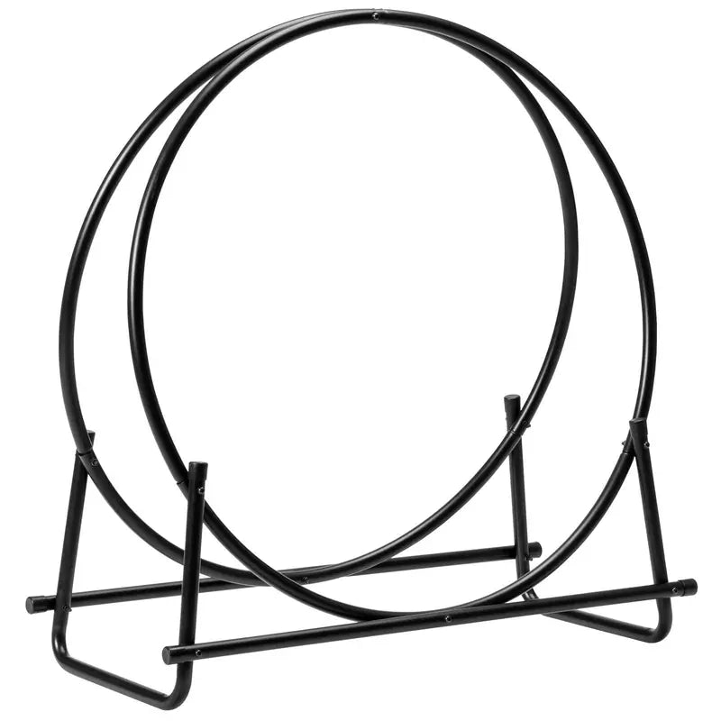 30-Inch Tubular Steel Firewood Holder ¨C Stable Log Ring for Outdoor Use