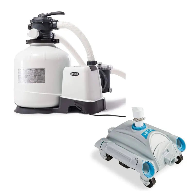 3000 GPH Above-Ground Pool Sand Filter Pump with Auto Vacuum Function