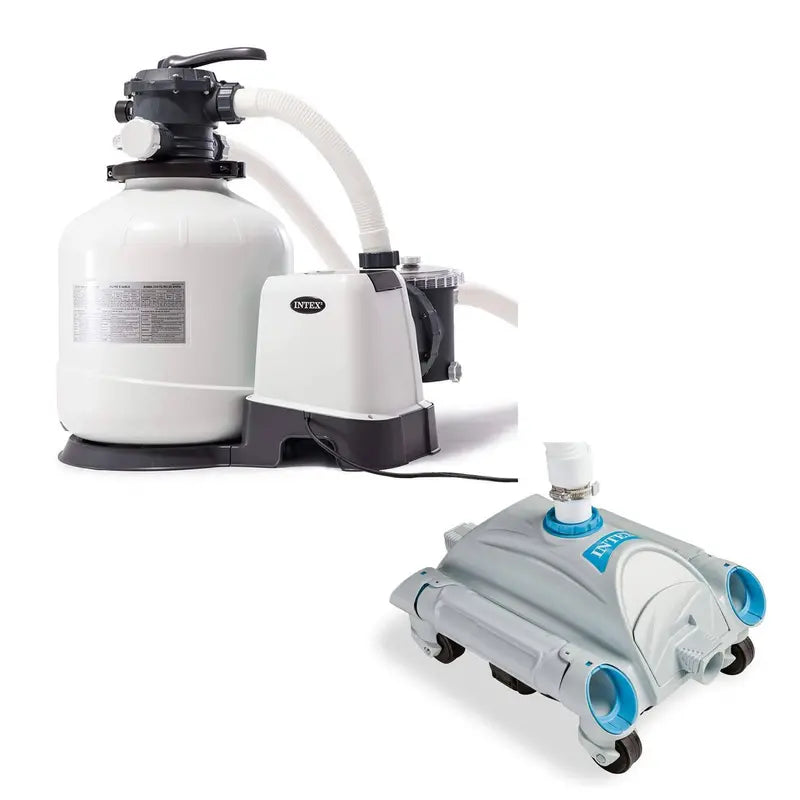 3,000 GPH Sand Filter System ¨C Above-Ground Pool Pump with Automatic Vacuum Cleaner