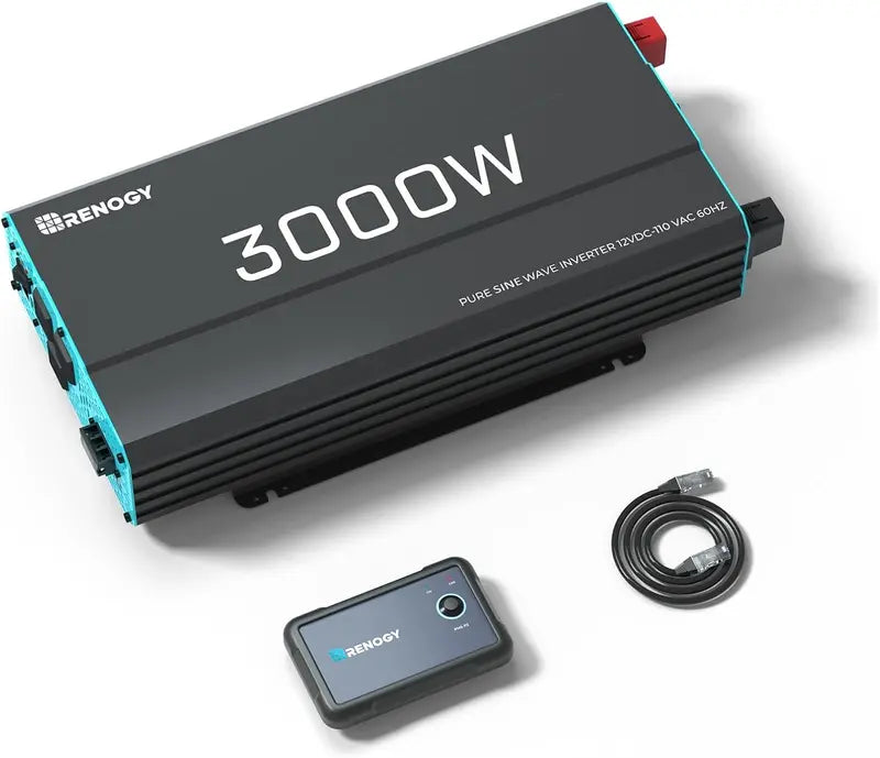 3000W Pure Sine Wave Power Inverter ¨C 12V DC to 120V AC Converter for RVs, Trucks &amp; Solar Systems, Includes USB Port &amp; Remote Control