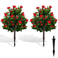 31-Inch Artificial Camellia Tree Set ¨C 2-Piece Fake Floral Display