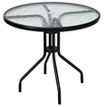 32-Inch Round Patio Dining Table ¨C Tempered Glass Top on Powder-Coated Steel Frame