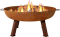 34-Inch Rustic Cast Iron Outdoor Fire Pit Bowl ¨C Oxidized Finish with Heavy-Duty Handles