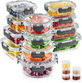 34-Piece Airtight Glass Food Storage Set ¨C 17 Containers + 17 Lids for Meal Prep (Grey)