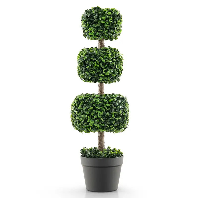35-Inch Artificial Boxwood Topiary ¨C Lifelike Greenery for Entryways or Patios