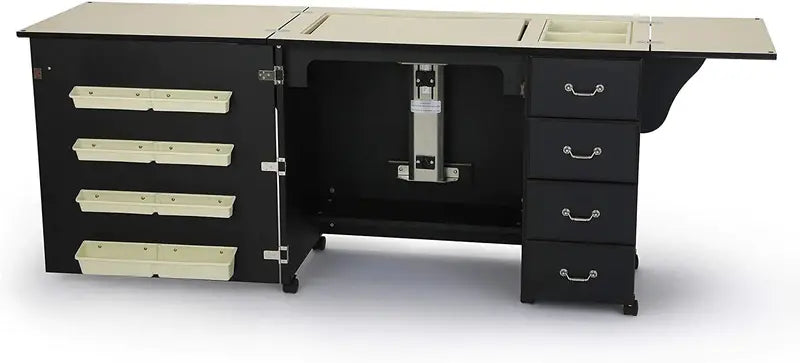 353 Norma Jean Sewing Cabinet with Airlift Mechanism, Ample Storage &amp; Smooth-Lift Surface ¨C Black Finish