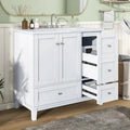 36-Inch Bathroom Vanity ¨C Solid Wood Frame, Resin Sink, USB Charging Port &amp; 3-Drawer Storage