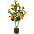 36-Inch Faux Camellia Tree ¡ª Blooming Artificial Plant in Nursery-Style Pot