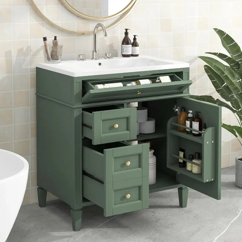 36-Inch Modern Bathroom Vanity ¨C Freestanding Single-Sink Cabinet with Undermount Basin, Soft-Close Drawers, and Solid Wood Frame
