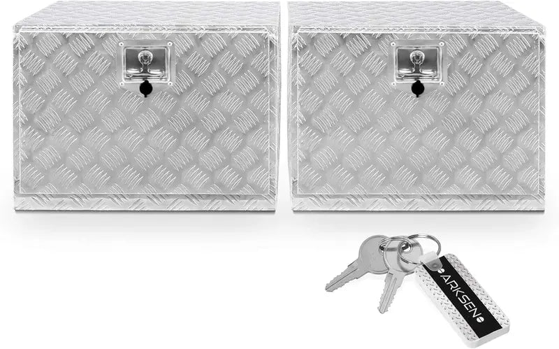 36″ Waterproof Aluminum Underbody Truck Box ¨C Diamond Plate Design, T-Handle Lock, RV &amp; Trailer Compatible (Black)