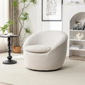 360-Degree Swivel Barrel Chair Wrapped in Textured Boucl¨¦ Fabric