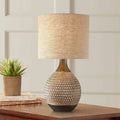 360 Lighting Emma Brown Ceramic Desk Lamp ¨C Handcrafted Mid-Century Accent Light