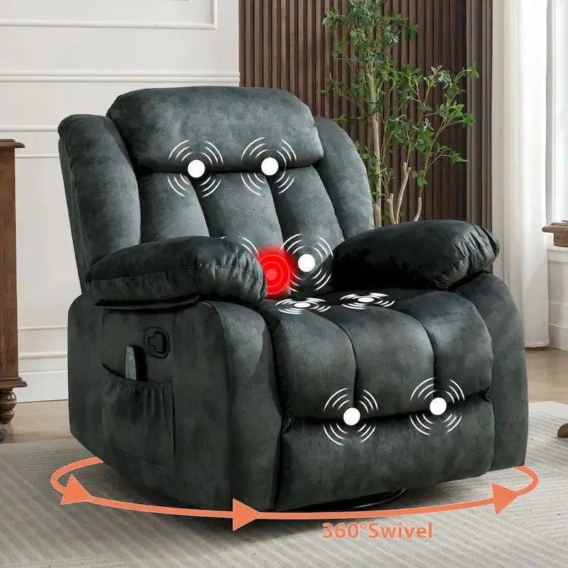 360¡ã Rotating Manual Massage Rocker Recliner with Heating &amp; Vibration Function