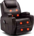 360¡ã Swivel Recliner Chair with Massage, Heat, Rocking, and Remote Control ¨C Manual Reclining Lounge Chair Featuring Cup Holder and Smooth Rotation